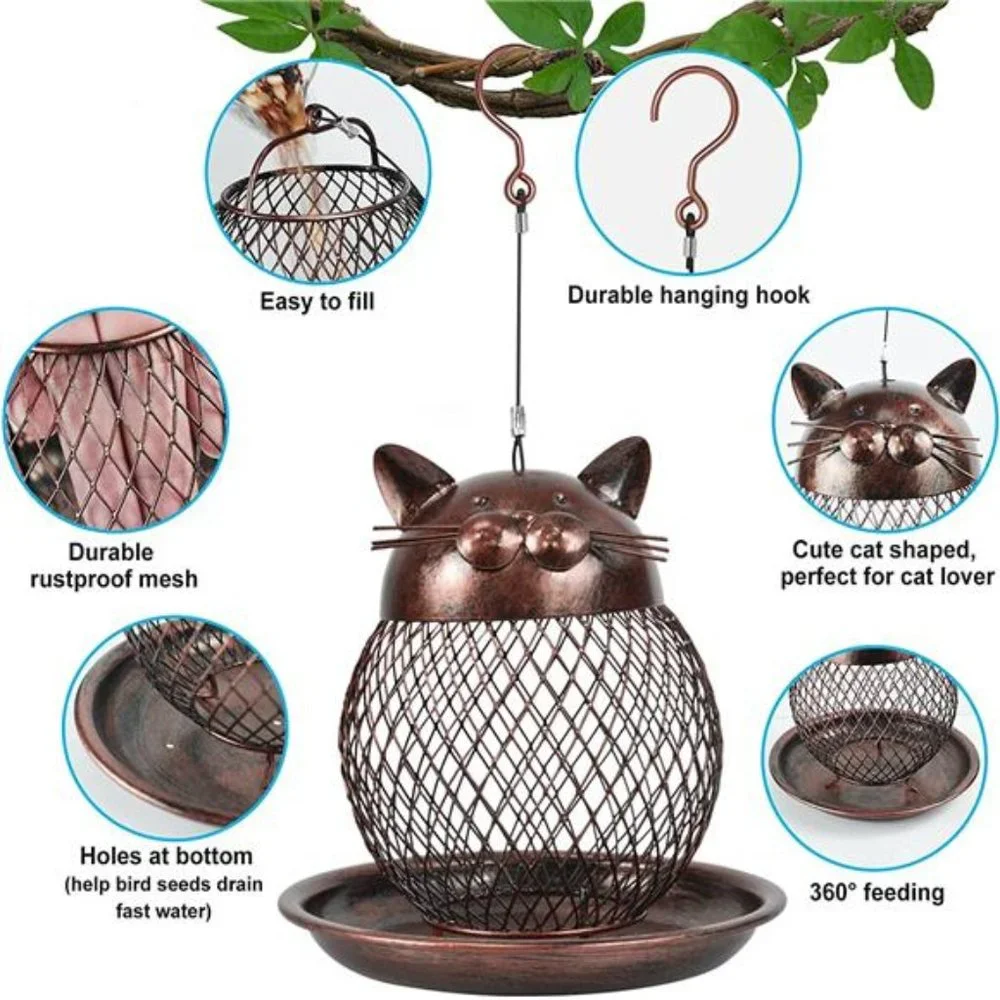 Outside Wild Bird Feeder, Heavy Duty Metal Frame Squirrel Proof Bird Feeders